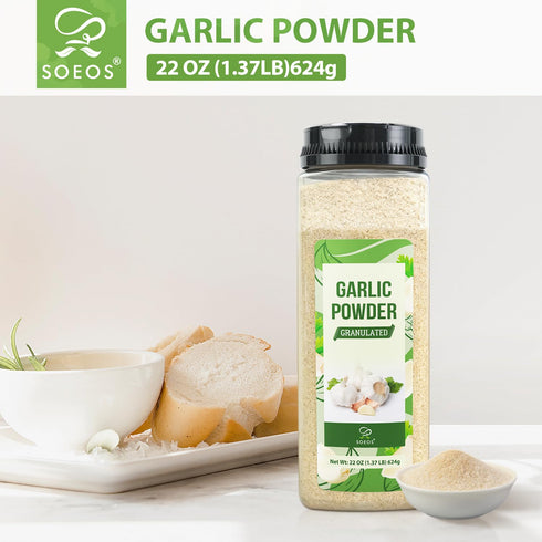 22 Ounce(624g), Soeos Granulated Garlic, Garlic Powder, Convenient and Versatile Seasoning, Great for Flavoring Dishes