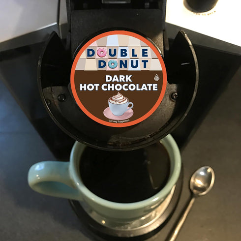 24 Count Double Donut Coffee Dark Hot Chocolate Pods for Keurig K Cups Brewers, Single Serve Dark Hot Cocoa Pods