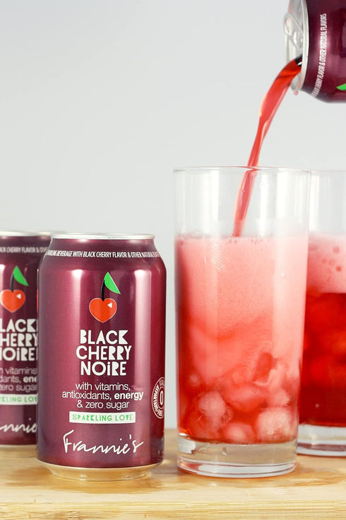 AmishTastes 12 Oz. 24) Frannies Sparkling Black Cherry Noire, Protected With High-Density Foam, (Case