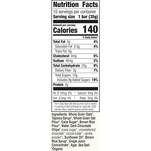 10 12.3 oz Cascadian Farm Organic Chewy Granola Bars, Dark Chocolate Chip, Value Size, Bars