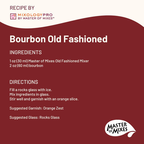 1.75 (59.2 Oz), Pack 3 Master of Mixes Old Fashioned Drink Mix, Ready To Use, Liter Bottle Fl