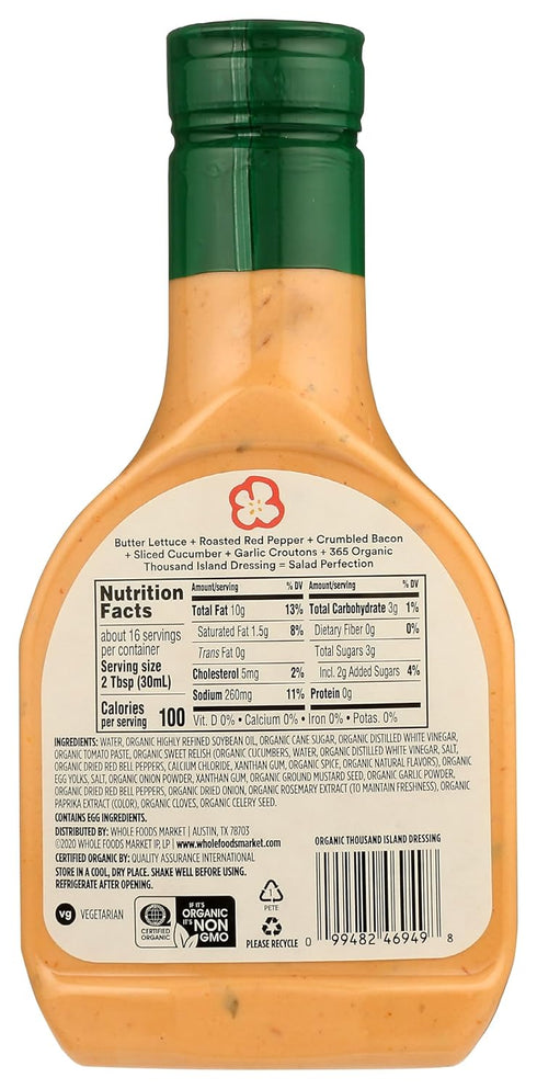 365 16 Oz by Whole Foods Market, Organic Thousand Island Dressing