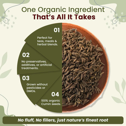 Organic Way Premium Cumin/Jeera Seeds Whole, Adds Flavour & Aroma | Organic & Kosher Certified (1/2 LBS)