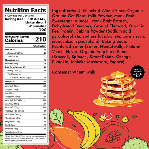 3-Pack Hidden Foods Pancake & Waffle Mix Variety High in Protein & Fiber with Hidden Fruits, Vegetables & Vitamins