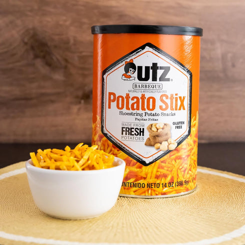 14 oz Utz Potato Stix, BBQ Flavor, Canister