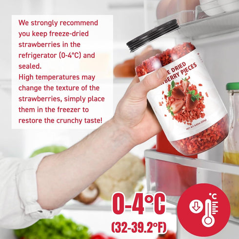 Egcina 8.82oz 100% Frozen Premium Freeze Dried Strawberries Pieces - Natural Sweet Strawberrys, No Gluten & No