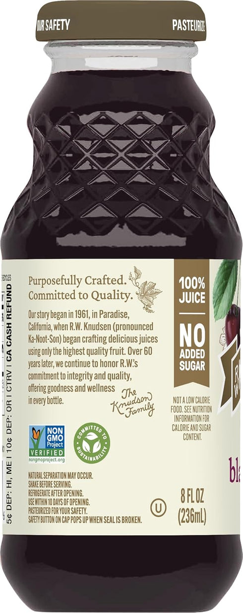 8 oz (12 Pack) R.W. Knudsen Just Black Cherry Juice, fl