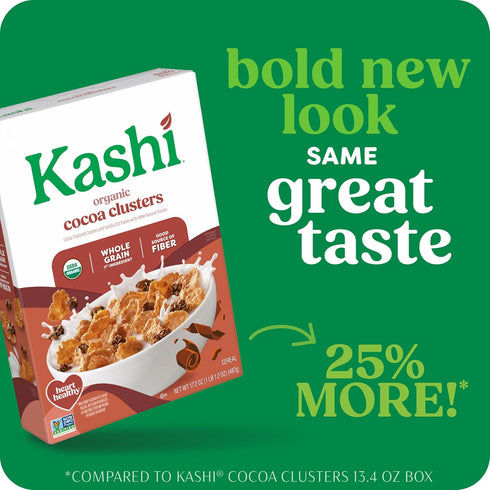 17.2oz (1 (Pack 2) Kashi Breakfast Cereal, Organic, Whole Grain, Cocoa Clusters, Box Box)