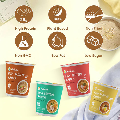 Pack Hethstia Konjac Shirataki Fettuccine Noodles & High-Protein Ramen Variety Keto, Vegan, Gluten-Free, Low-Carb Meal