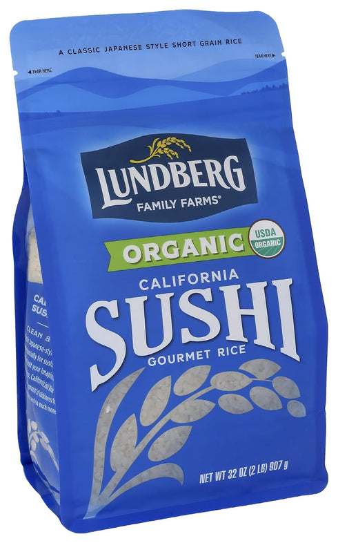 (32 Oz) (Pack 2) Lundberg Family Farms - Organic California Sushi Rice, Japanese Style Short Grain Rice, Perfectly