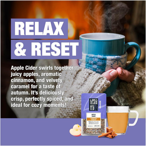 20-25 2oz Tiesta Tea - Apple Cider, Loose Leaf, Caramel Apple Herbal Tea, Non-Caffeinated, Makes Hot or Iced Up