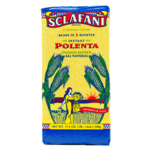 Gus Sclafani Fine Italian Imports Instant Polenta Twelve (12) Vacuum Packed 17.6 ounce pouches