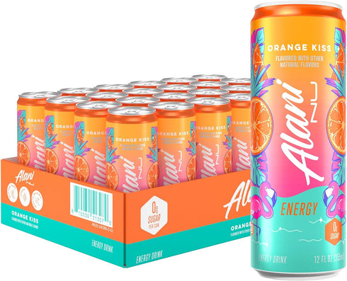 Alani Nu ORANGE KISS, Sugar Free, Low Calorie Energy Drinks, 200mg Caffeine,