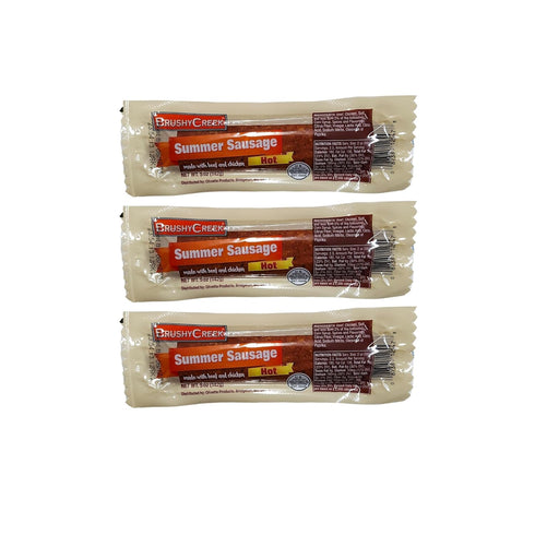 Brushy Creek Summer Sausage, 5oz, 3 Pack (Hot)