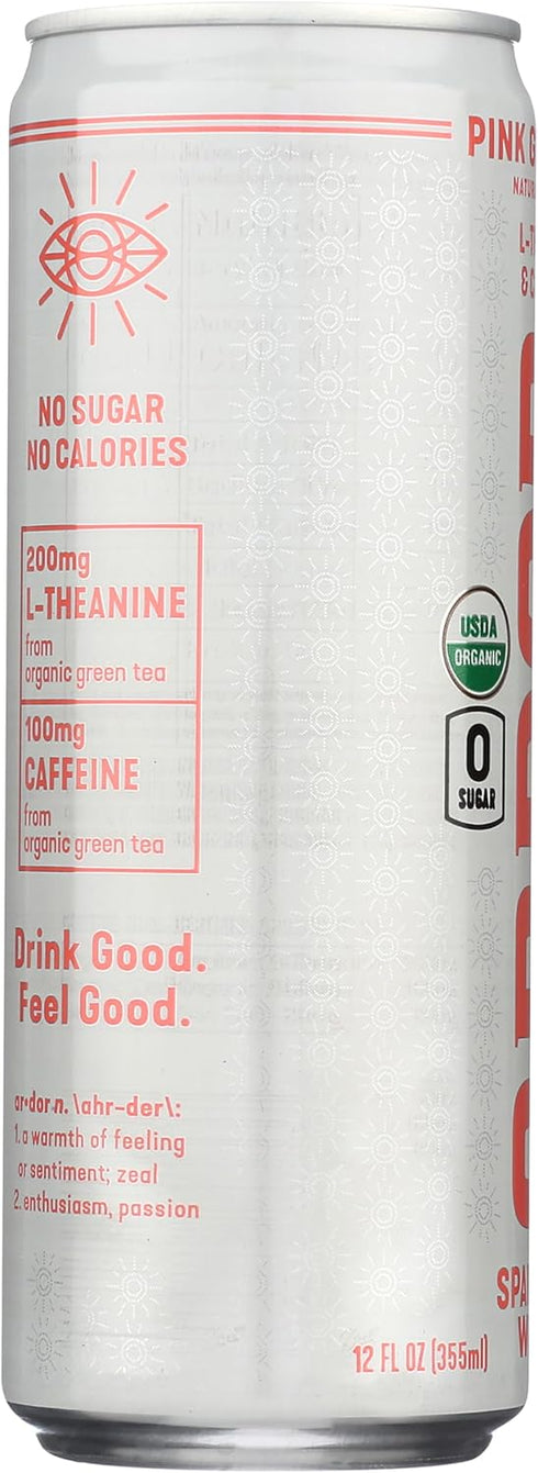 12 Ardor Organic Pink Grapefruit Sparkling Energy Water, FZ