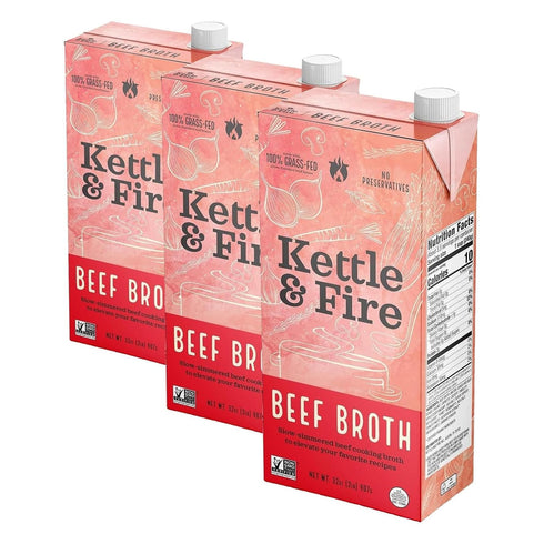 KETTLE & FIRE Beef Cooking Broth, 32 OZ (Pack of 3)