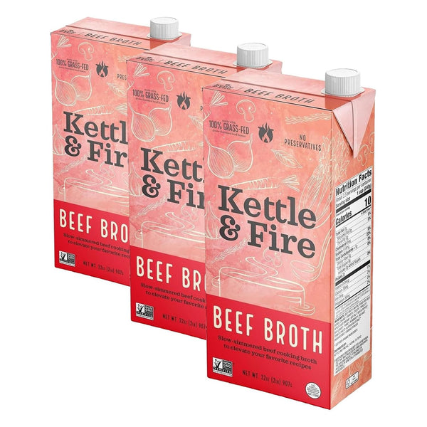 KETTLE & FIRE Beef Cooking Broth, 32 OZ (Pack of 3)