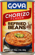 16 (Pack 12) Goya Foods Refried Beans Chorizo, Ounce