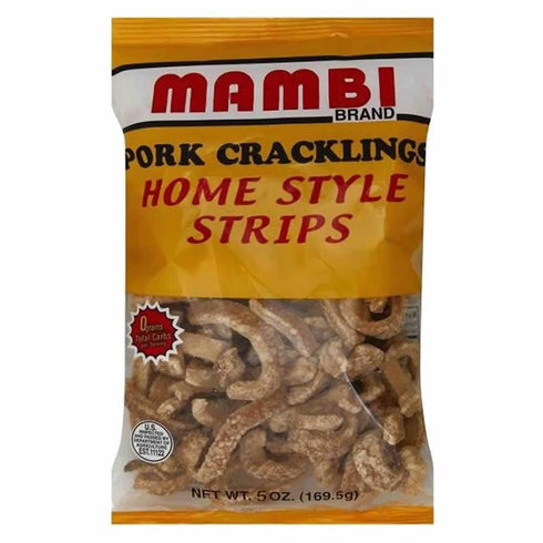 Generic Mambi Pork Cracklings, Home Style Strips, 5 oz Bag / Chicharrones estilo