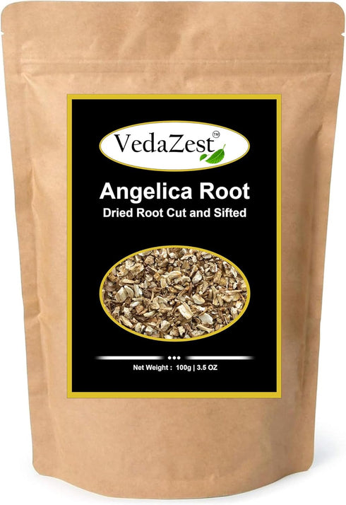Angelica Root Powder (100g/ 3.5oz) Archangelica Archangelica Dried Root Cut & Shifted, Organic, Non-GMO