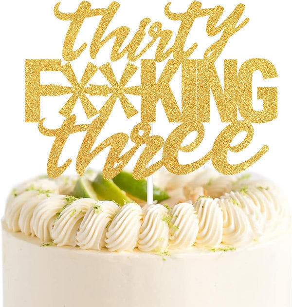 Thirty Three Happy Birthday Cake Toppers - 33rd Birthday Cake Decorations for 33 Years Old Anniversary Party
