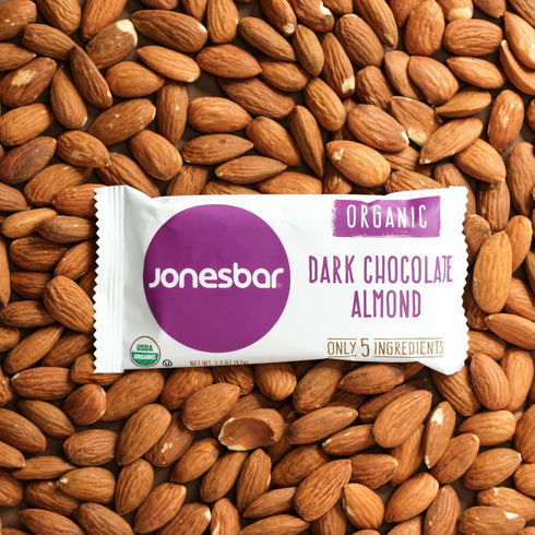 (Pack 12) JONESBAR Organic Plant Based Protein Bars | Dark Chocolate Almond | Fruit & Nut Bar, Kosher, Gluten Free