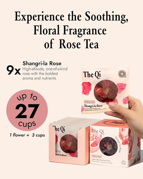 9 100% Set 27 The-Qi Shangri-La Rose Blooming Flower Tea The Qi Pcs Handpicked Whole Rose Flowers All Natural Blooming