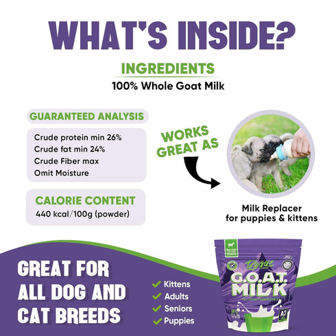 16-oz 6 A2 Rogue Pet Science G.O.A.T Milk Powdered Goat Milk for Dogs and Cats. One Bag Makes Quarts. Human Grade