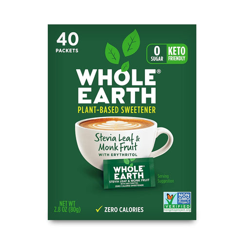 Whole Earth Sweetener Co. NATURE SWEET Stevia & Monk Fruit Sweetener, 40-Count Sugar Substitute