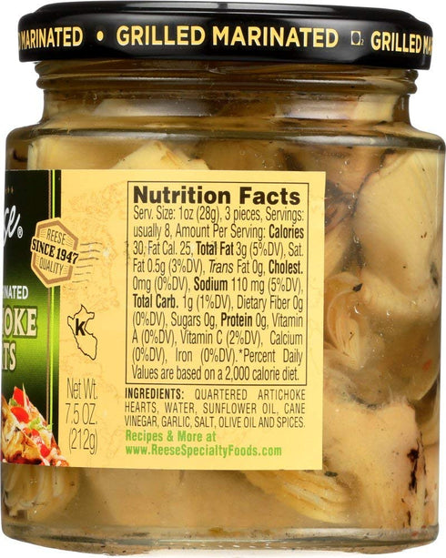 7.5-Ounces (Pack 12) Reese Grilled Marinated Artichokes Hearts