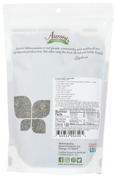 24 Aurora Products, Organic French Lentils, Ounce