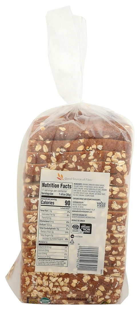 365 by Whole Foods Market 22 OZ Organic Sprouted Honey Oat Sandwich Bread