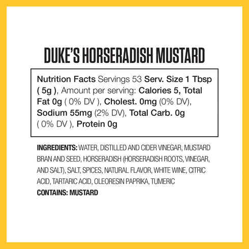9.5 (Pack 6) Duke's Horseradish Mustard, Ounce