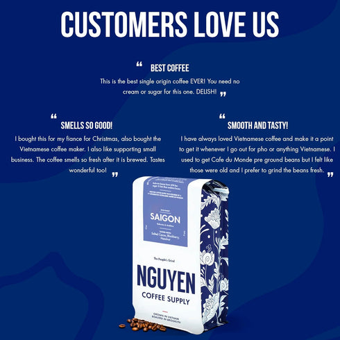 [12 oz Nguyen Coffee Supply - Saigon Robusta & Arabica Blend: Dark Roast Premium Whole Coffee Beans, Vietnamese Single