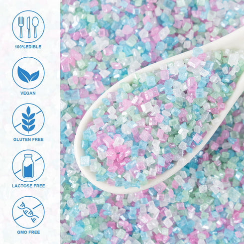 4.2 Mermaid Sanding Sugar ounces Edible Pastel Sprinkle Pink Blue Purple Green Sparkling Sugar Mix, Perfect for Cake