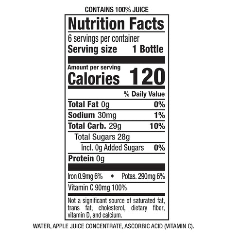 100% 2 100% 8 Oz (Pack 48) Mott's Original Apple Juice, Servings Of Fruit, Fruit Juice, Gluten-free, Caffeine-free
