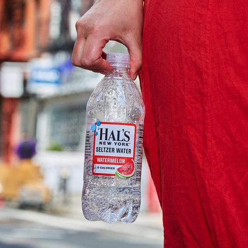 Hal's New York 20 Oz (Pack 24) Seltzer Water, Watermelon Sparkling Water, Fl Bottles