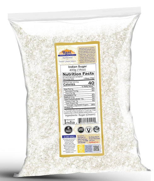 14oz (400g) Rani Indian Sugar (Cheeni) ~ All Natural | Gluten Friendly | No Colors | Kosher | Vegan | Indian Origin