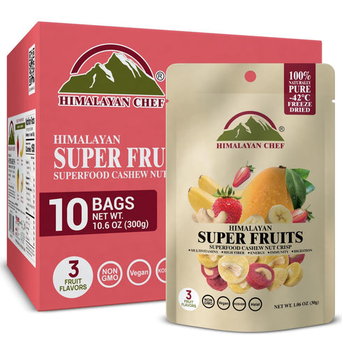Himalayan Chef Super Reds Freeze-Dried Fruit Cashew Nut Crisps, 30g/each 10 Pack