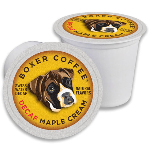 Boxer Coffee Maple Cream Swiss Water Decaf Pods | Naturally Flavored Gourmet