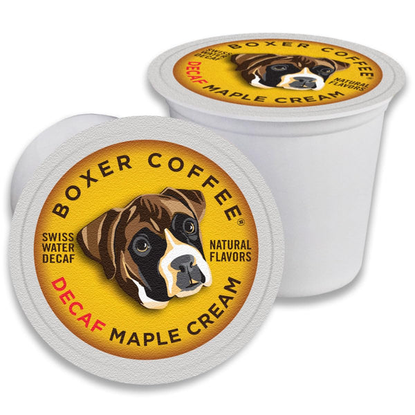Boxer Coffee Maple Cream Swiss Water Decaf Pods | Naturally Flavored Gourmet