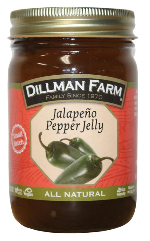 Dillman Farm All Natural Jalapeno Jelly - Gluten-Free, Non-GMO, Vegan, Kosher, Eco-Friendly,