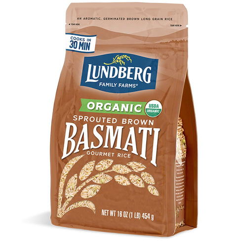 Lundberg Basmati Rice, Organic Sprouted Brown Long Grain Rice - Nutty &