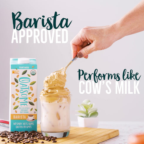 (6 Pack), 33.8 Oz Oatsome Organic Oat Milk, Barista Blend, Gluten-Free, Dairy-Free Fl