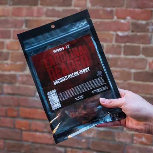 2 (3 Pack) Pepper Joes Carolina Reaper Bacon Jerky Dangerously Delicious Uncured Spicy Jerky with Worlds Hottest Pepper