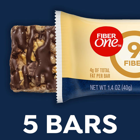5 7 oz Fiber One Chewy Bars, Oats and Chocolate, Fiber Snacks, Ct