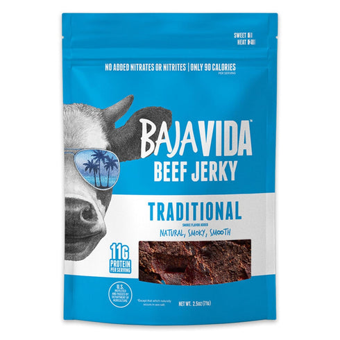 Baja Vida Traditional Beef Jerky - Beef Jerky Snack Packs, Healthy Jerky,