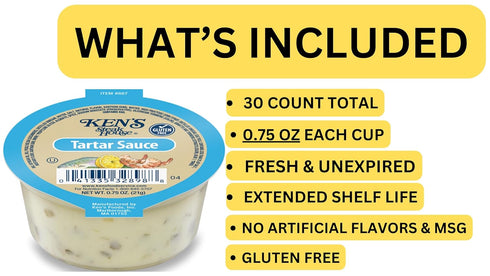 Arthur Nicolas 30 Count Packs Tartar Sauce Cups | | Single Serve Portion | Seafood Dipping Sauce | Individual To Go