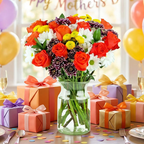Benchmark Bouquets - Life is Good Orange Roses - Fresh Flowers for Delivery - Mothers Day Flowers for Mom - Gifts