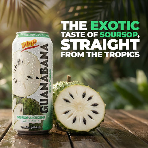 16.57 Oz, 12-Pack De Mi Pais Soursop - Guanabana Juice with Pulp, Premium Quality, Refreshing Fruit Beverage, Canned